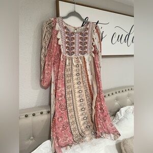 Rebellion Pink and Cream Bohemian Dress